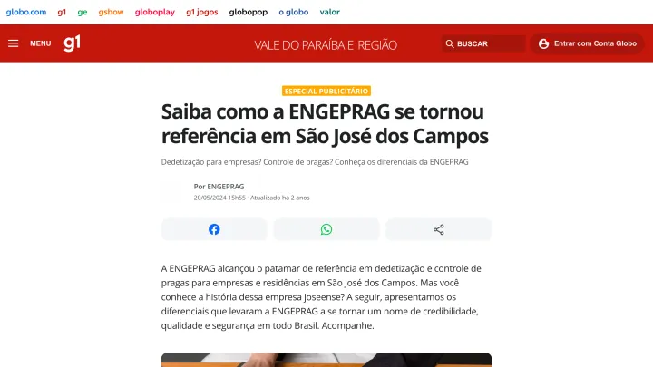g1 Vale do Paraíba — Como a ENGEPRAG se tornou referência em São José dos Campos